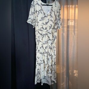 Torrid Cream and Black Floral High Low Dress